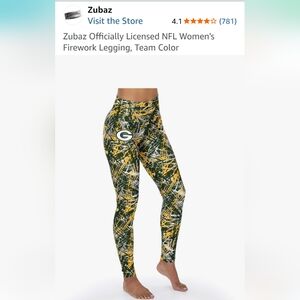 Greenbay Packers Women's Green and Yellow Firework Leggings